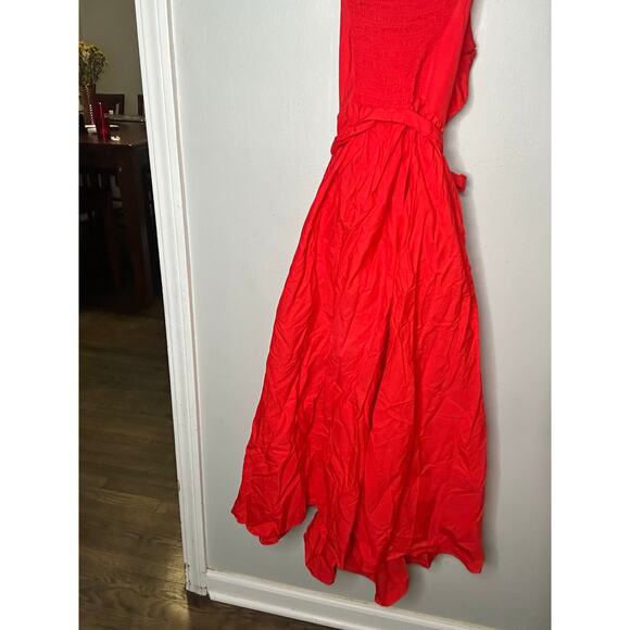 TOCCIN x RTR Red Sweetheart Neckline Strapless Flowy Skirt Midi Dress Size 14 - Picture 10 of 16